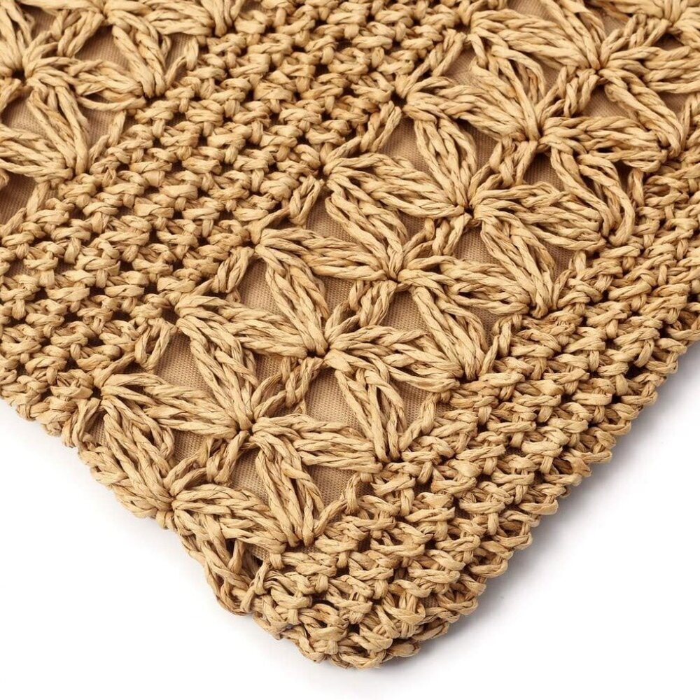 Women Straw Crossbody Purse Beach Handmade Woven Shoulder Bag with Tassels - Picture 6 of 7